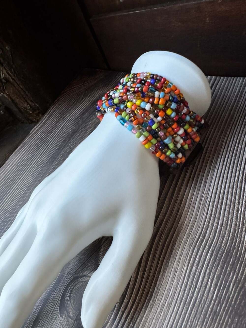 Boho Hippie Multi Strand  Beaded Bracelet Vintage Wooden Colorful Festival Retro